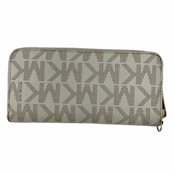 Michael Kors Women's Jet Set Continental Wallet Ivory Signature Logo Leather - Picture 3 of 7